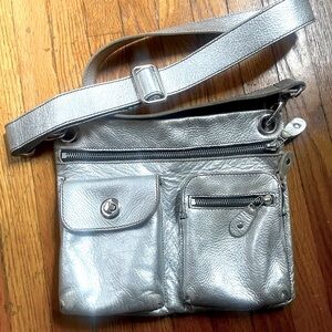 Roots metallic SILVER vintage Villager purse